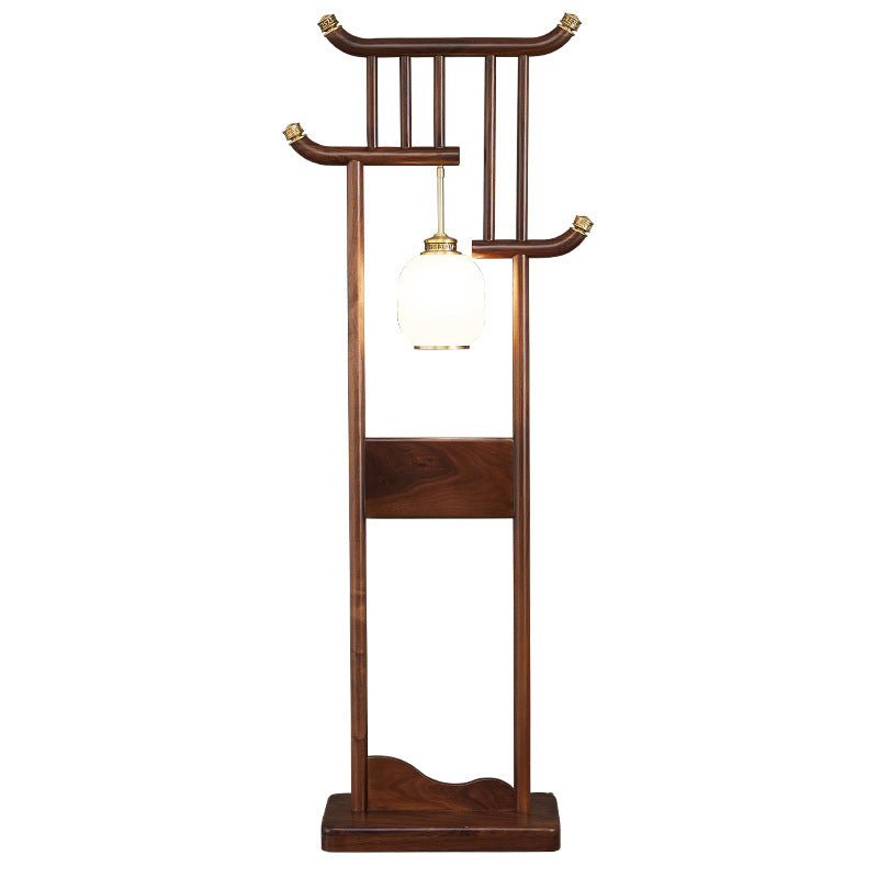 Solid Wood Frame Glass Floor Lamp
