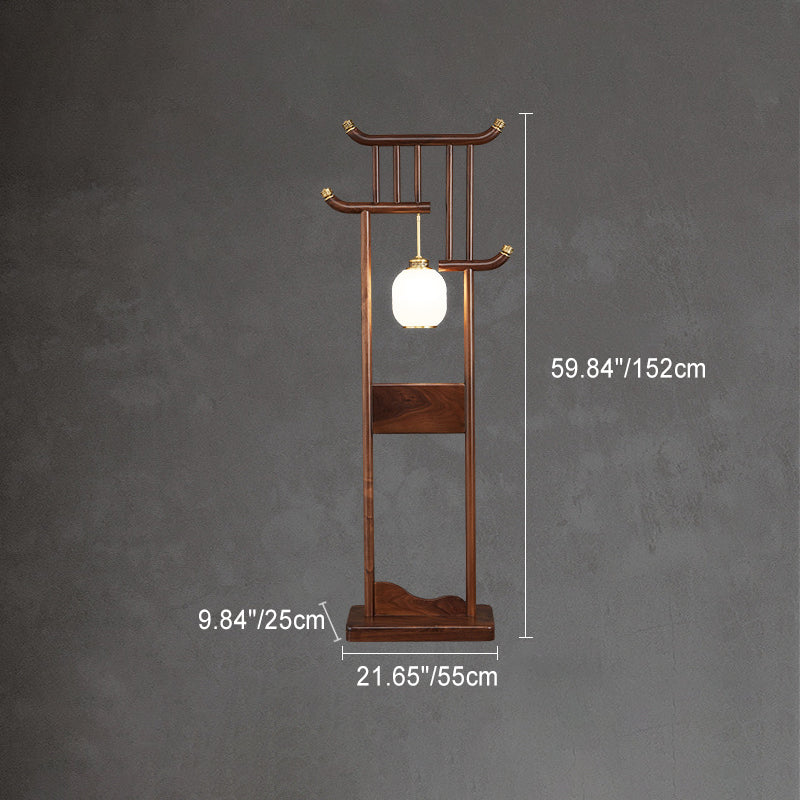 Solid Wood Frame Glass Floor Lamp