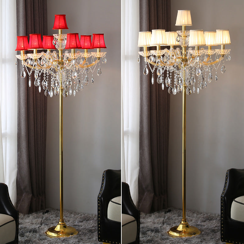 Traditional European Pleated Fabric 7-Light Floor Lamp