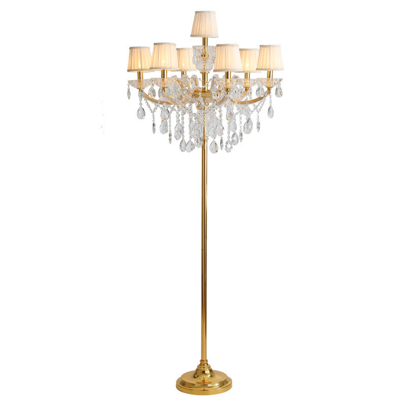Traditional European Pleated Fabric 7-Light Floor Lamp