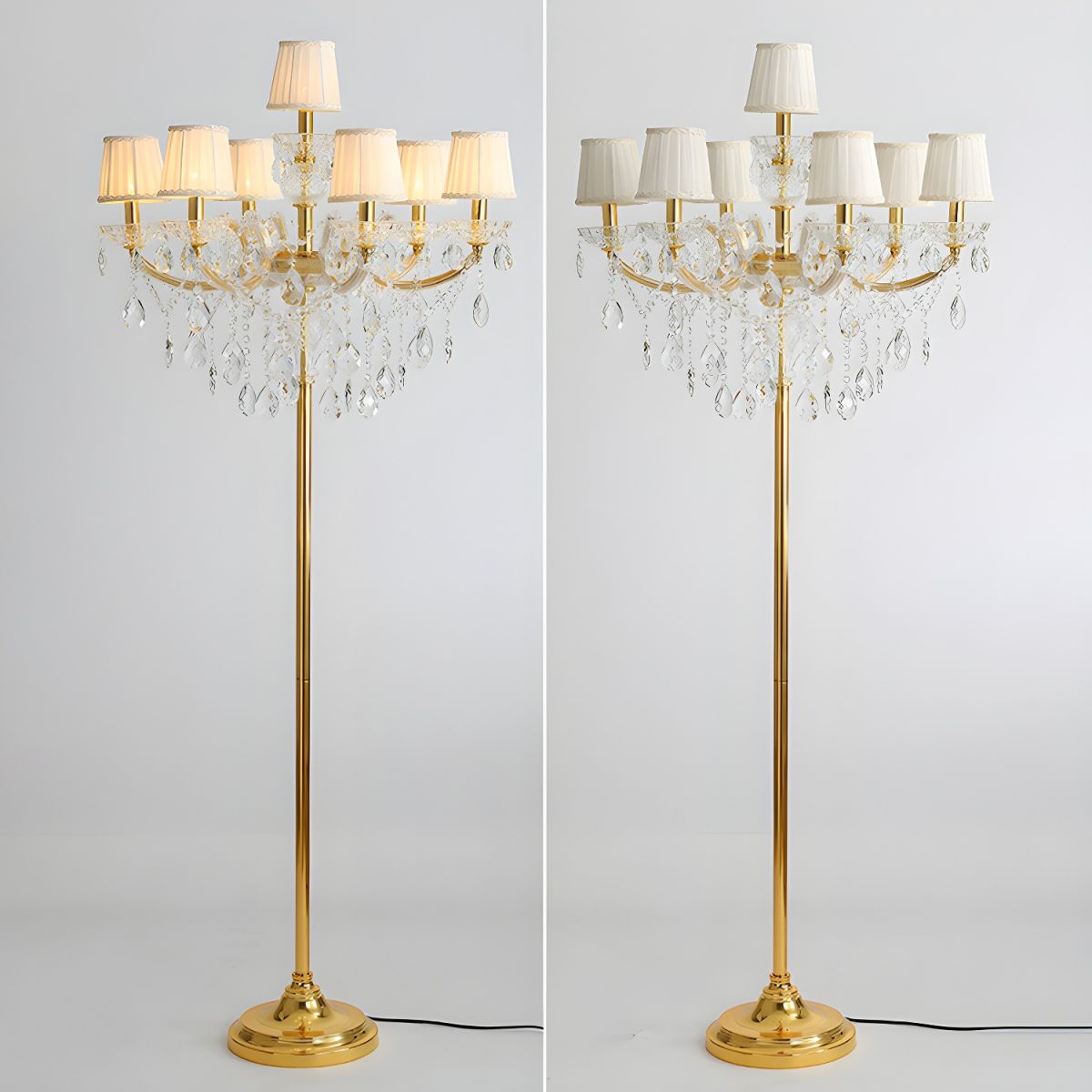 Traditional European Pleated Fabric 7-Light Floor Lamp