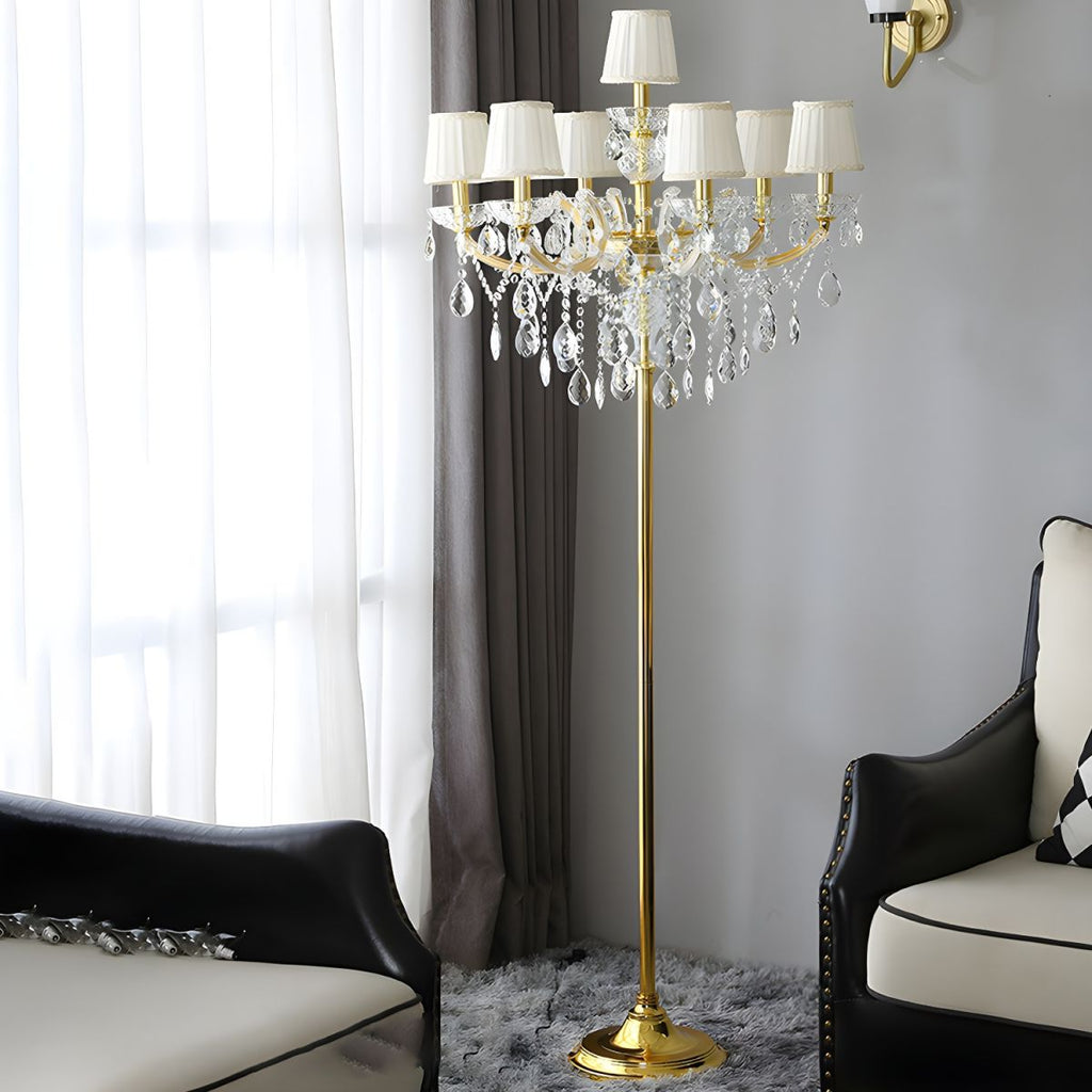Traditional European Pleated Fabric 7-Light Floor Lamp