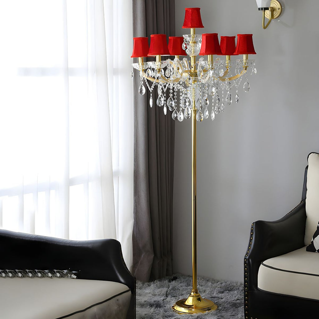 Traditional European Pleated Fabric 7-Light Floor Lamp