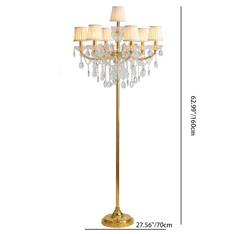 Traditional European Pleated Fabric 7-Light Floor Lamp