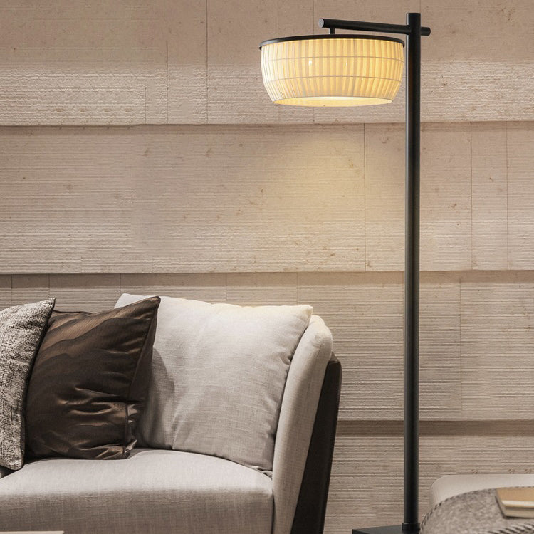Traditional Vintage Round Fabric 3-Light Floor Lamp