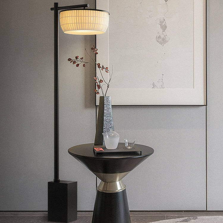 Traditional Vintage Round Fabric 3-Light Floor Lamp