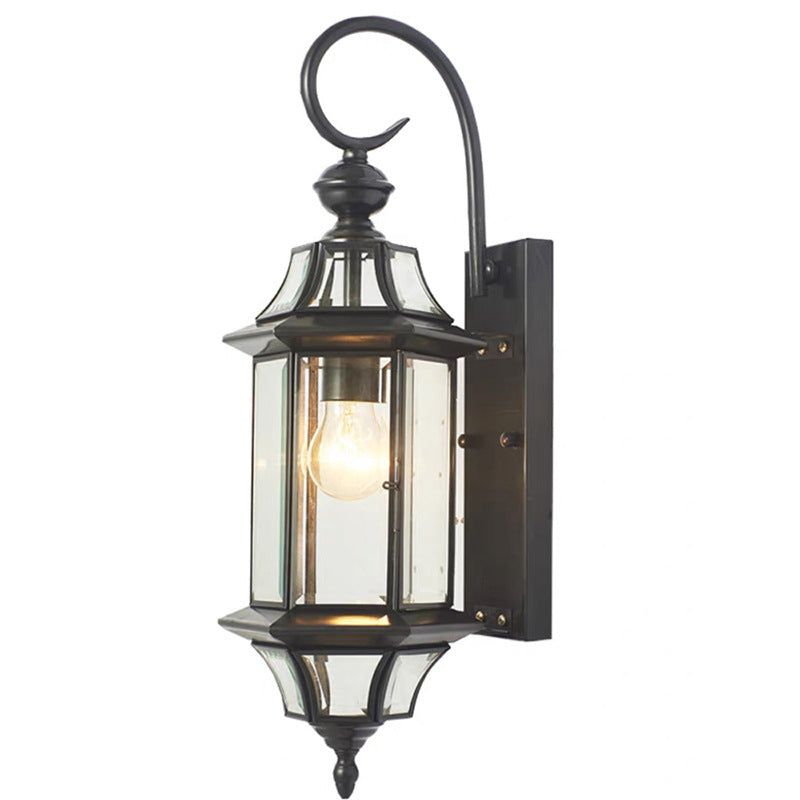 Copper Frame Glass Column Outdoor Light
