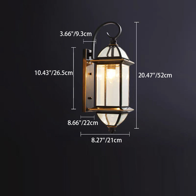 Copper Frame Glass Column Outdoor Light