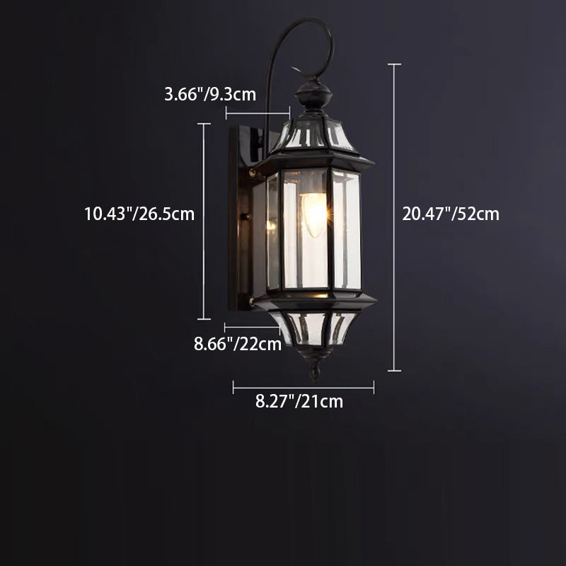 Copper Frame Glass Column Outdoor Light