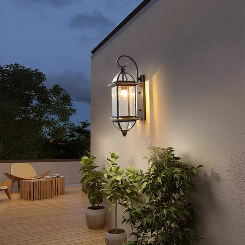 Copper Frame Glass Column Outdoor Light