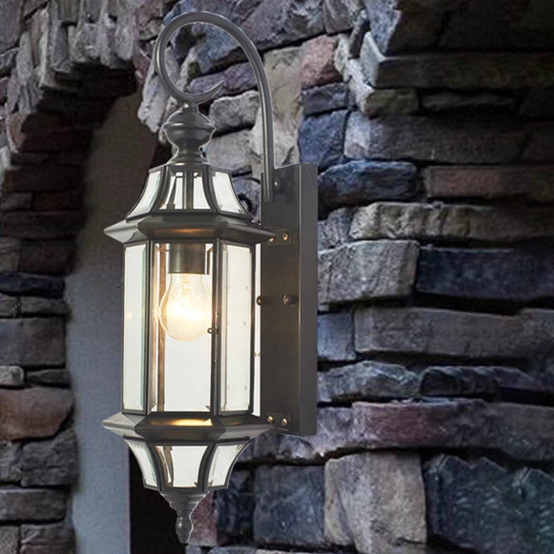 Copper Frame Glass Column Outdoor Light