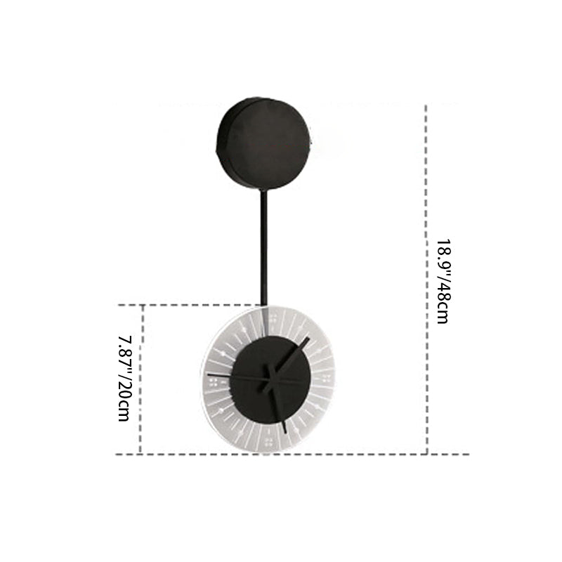 Round Iron Acrylic Clock Wall Lamp