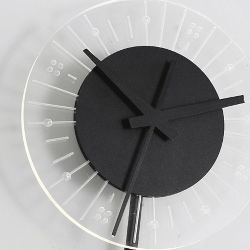 Round Iron Acrylic Clock Wall Lamp