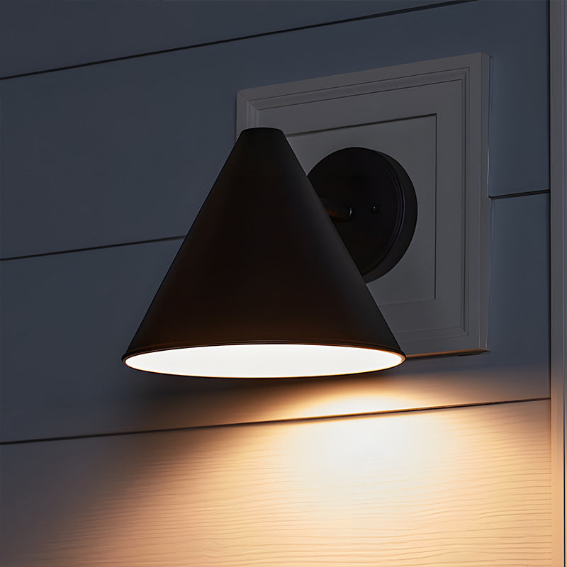 Iron Geometric Cone Patio Outdoor Light