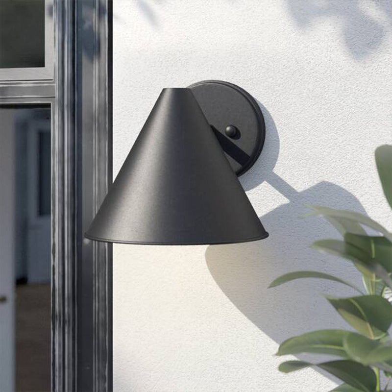 Iron Geometric Cone Patio Outdoor Light