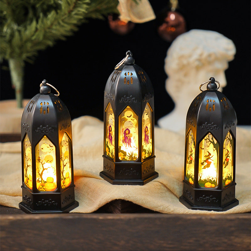Pumpkin Witch Plastic Cottage Table Lamp