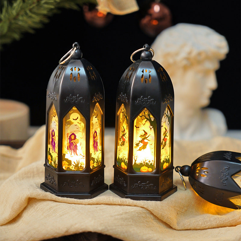 Pumpkin Witch Plastic Cottage Table Lamp