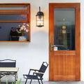 Iron Frame Glass Cylinder Outdoor Light