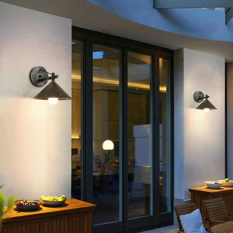 Iron Geometric Cone Garden Outdoor Light
