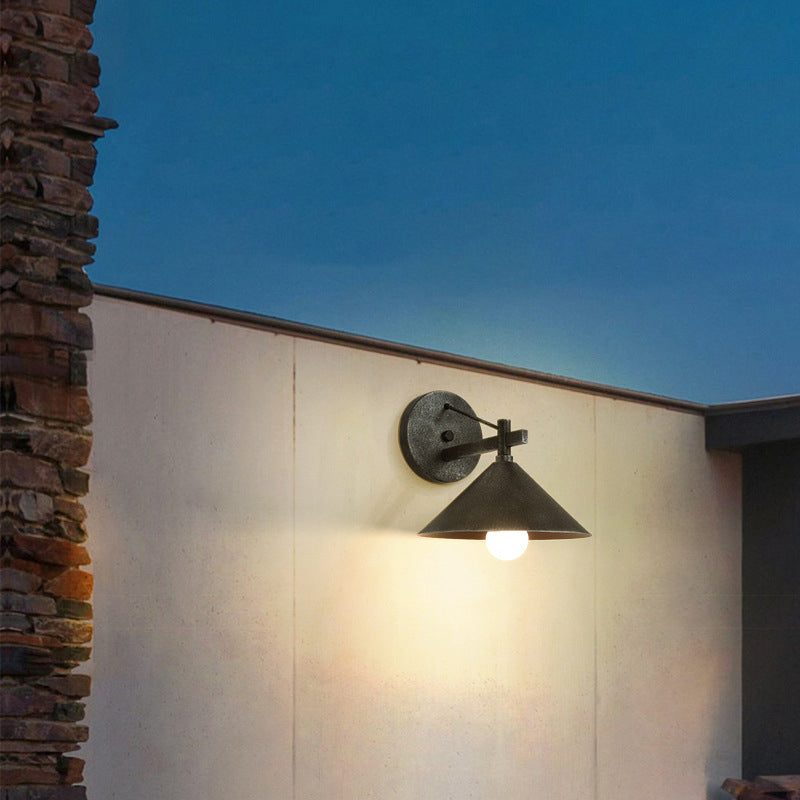Iron Geometric Cone Garden Outdoor Light