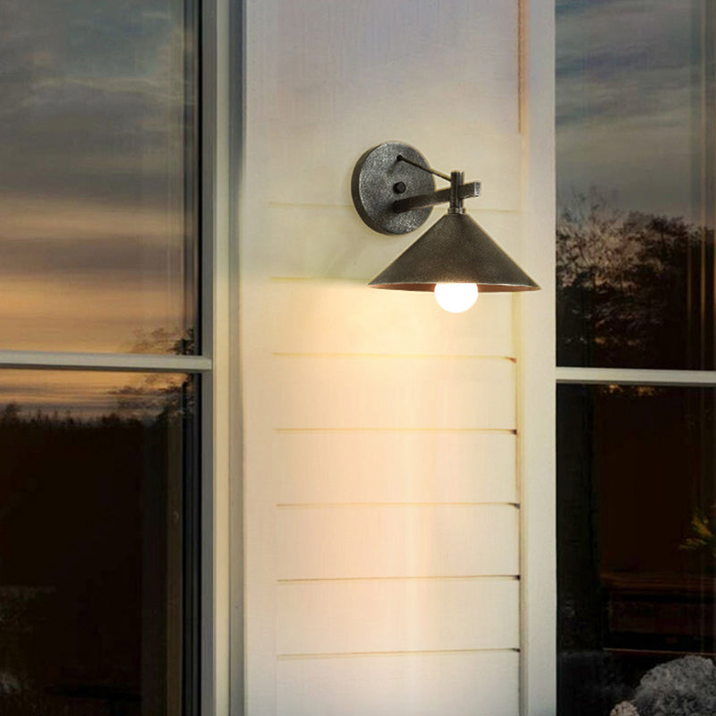 Iron Geometric Cone Garden Outdoor Light