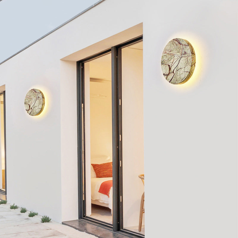 Marble Geometric Circle Patio Outdoor Light