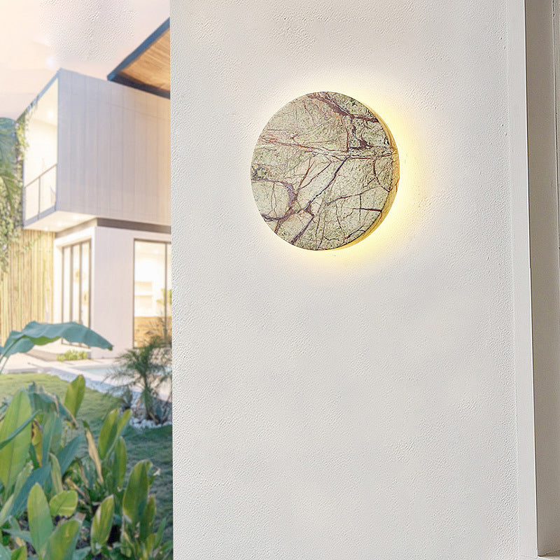 Marble Geometric Circle Patio Outdoor Light