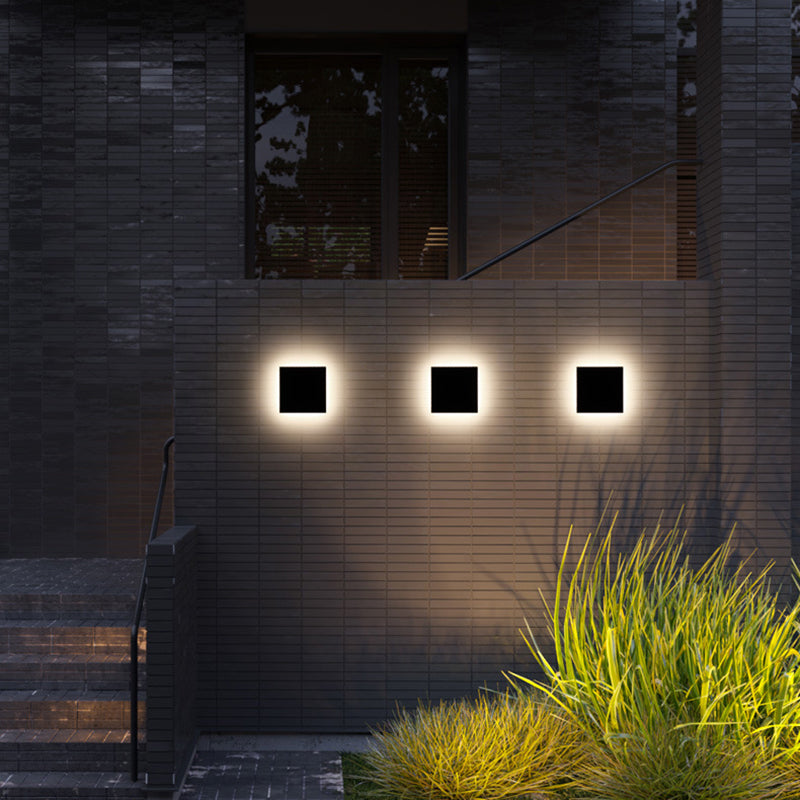 Geometric Square Aluminum Patio Outdoor Light
