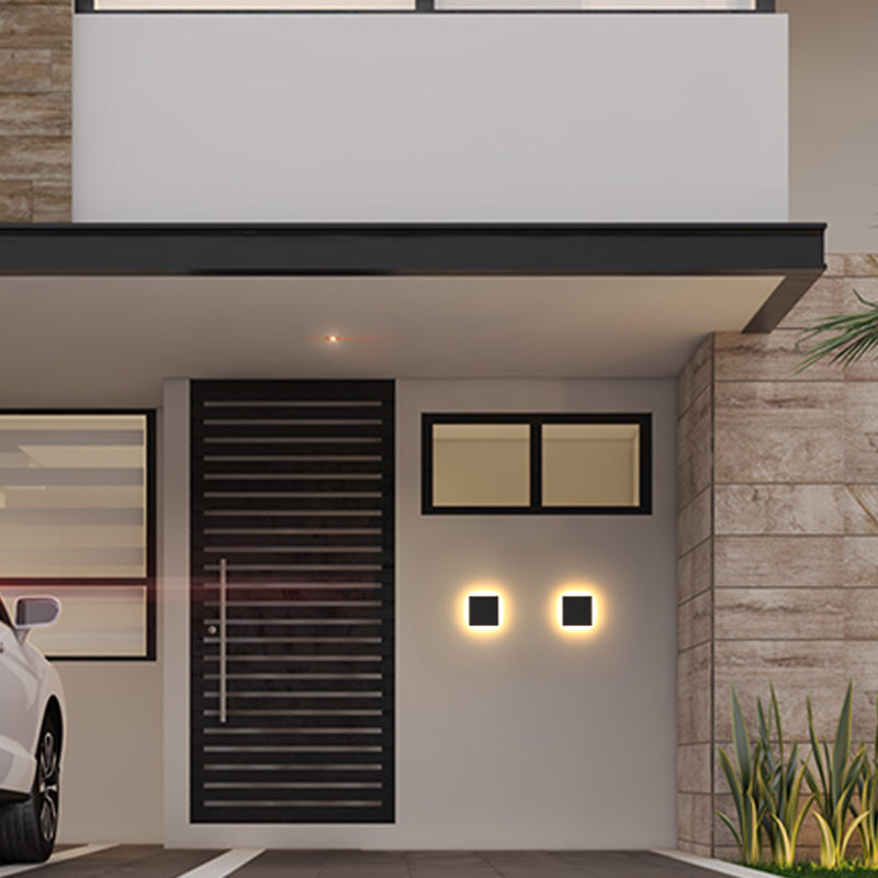 Geometric Square Aluminum Patio Outdoor Light