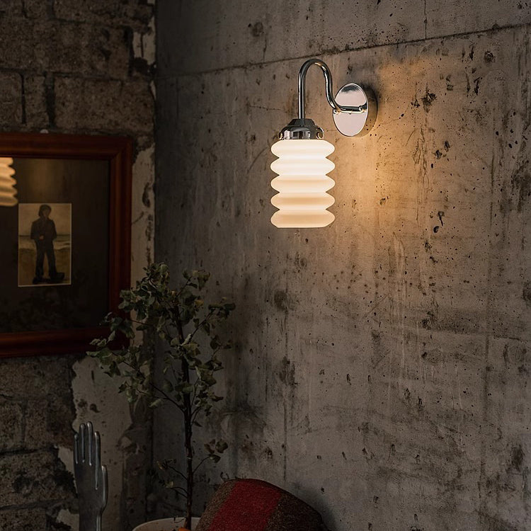 Brass Glass Column Bedroom Wall Lamp