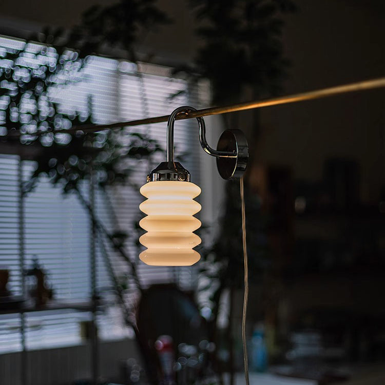 Brass Glass Column Bedroom Wall Lamp