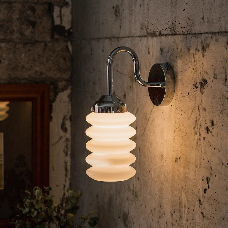 Brass Glass Column Bedroom Wall Lamp