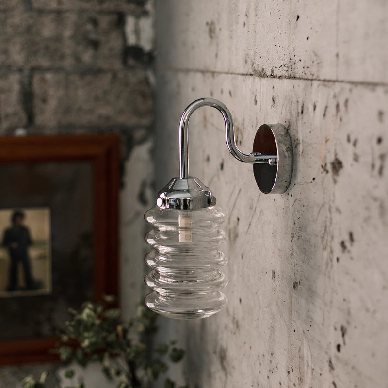 Brass Glass Column Bedroom Wall Lamp