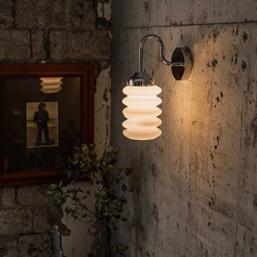 Brass Glass Column Bedroom Wall Lamp