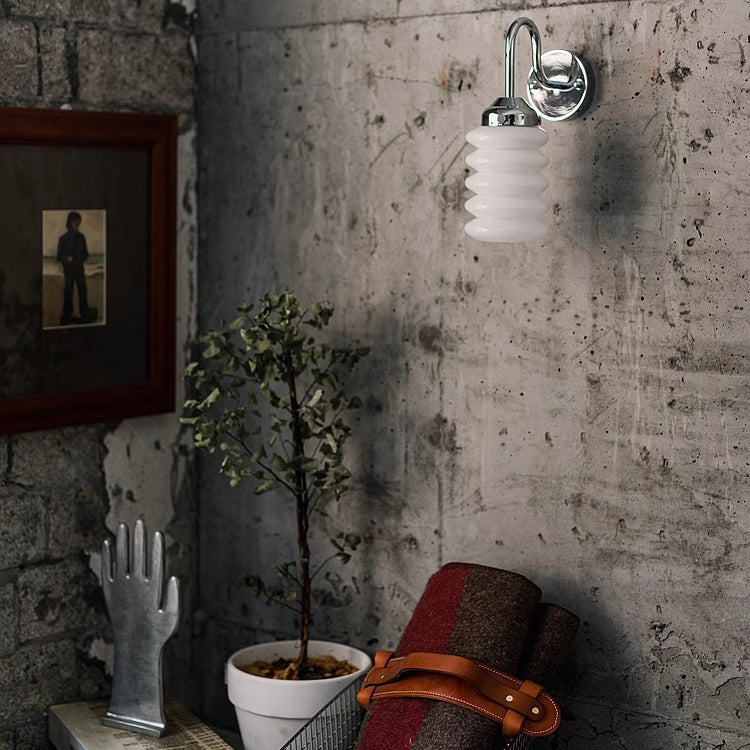 Brass Glass Column Bedroom Wall Lamp
