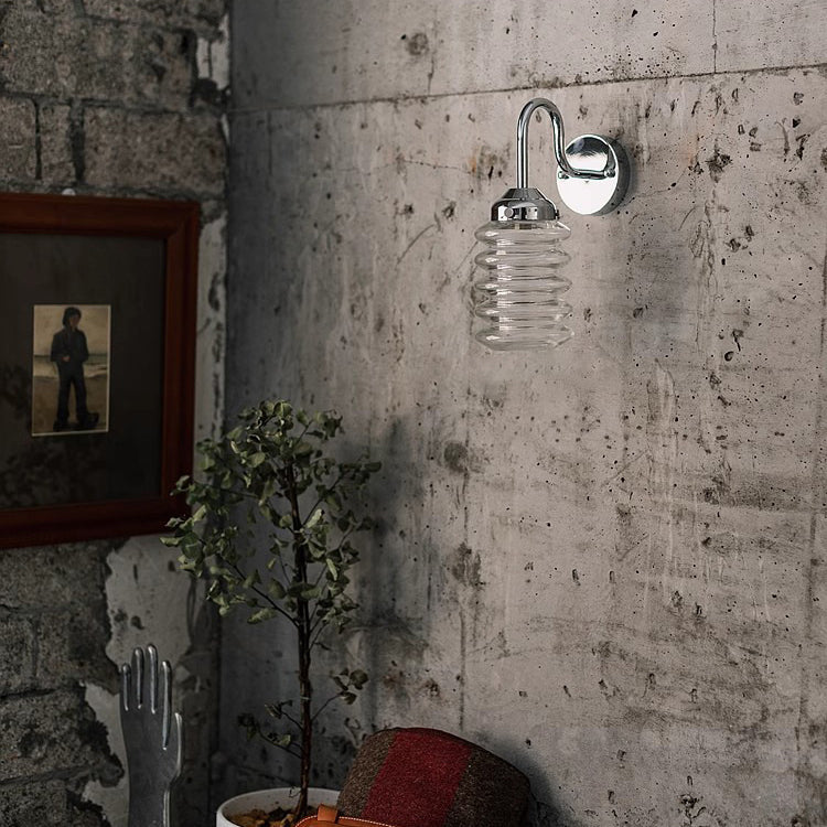 Brass Glass Column Bedroom Wall Lamp