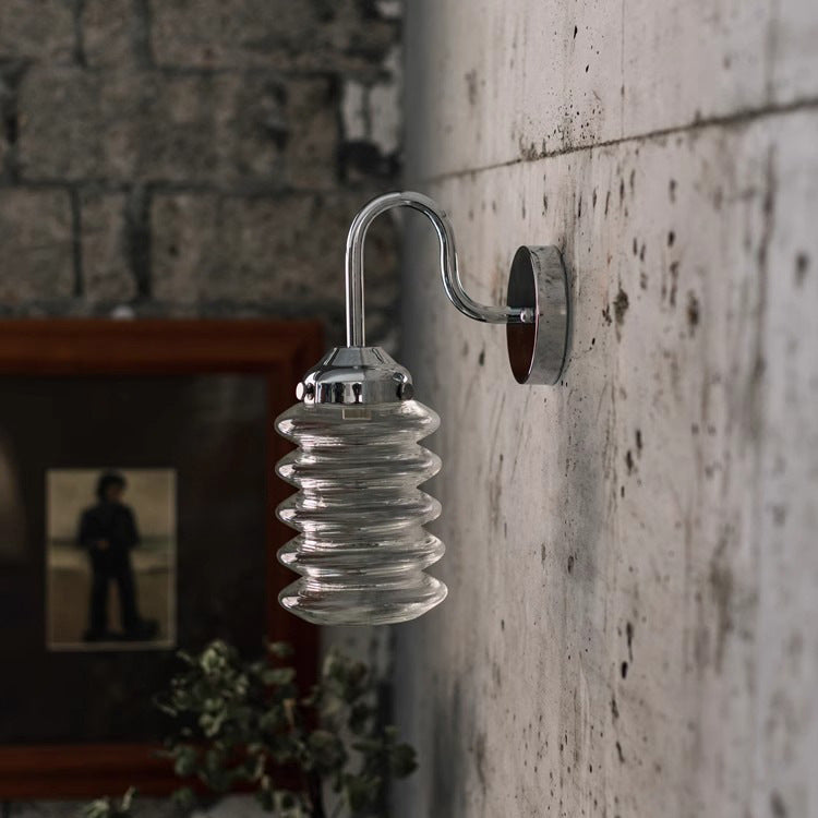 Brass Glass Column Bedroom Wall Lamp
