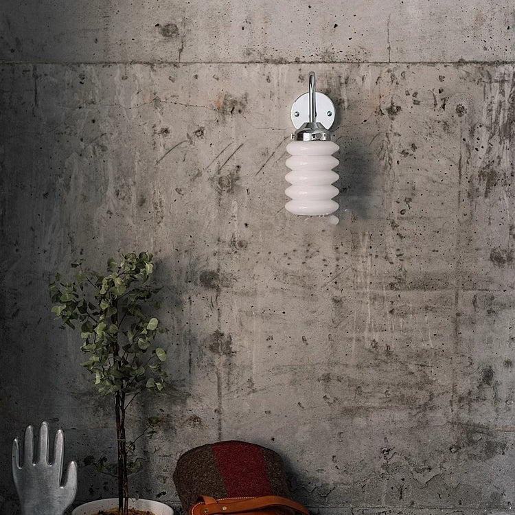 Brass Glass Column Bedroom Wall Lamp