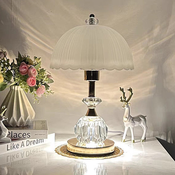 Glass Dome Metal Bedroom Table Lamp