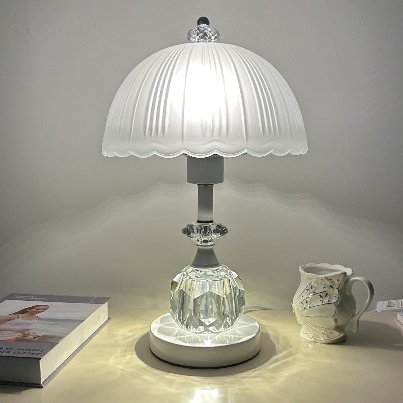 Glass Dome Metal Bedroom Table Lamp