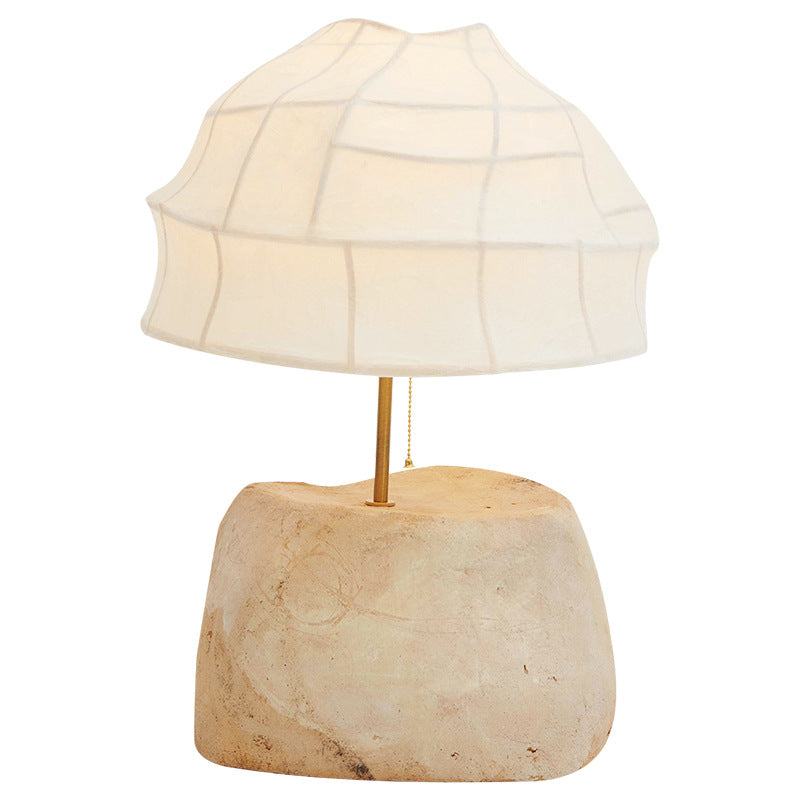 Silk Round Resin Bedroom Table Lamp