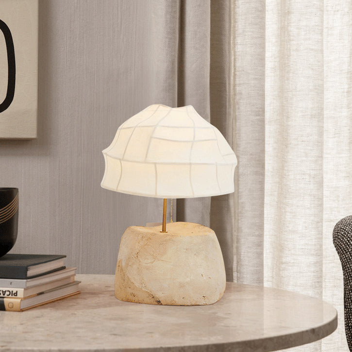 Silk Round Resin Bedroom Table Lamp