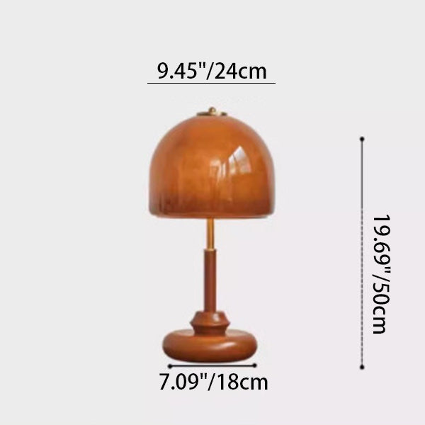 Glass Dome Solid Wood Table Lamp