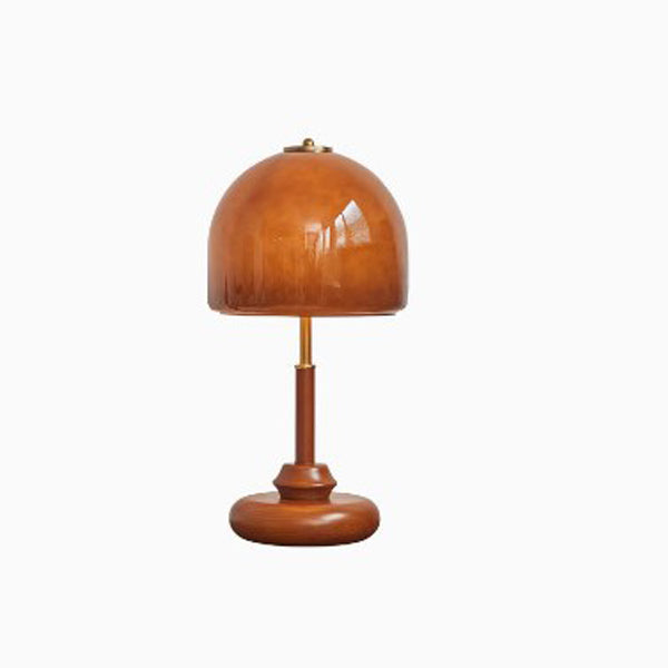 Glass Dome Solid Wood Table Lamp