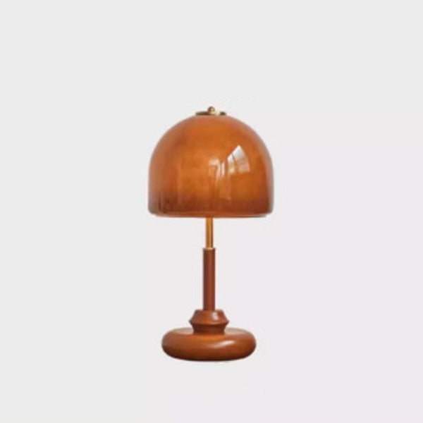 Glass Dome Solid Wood Table Lamp