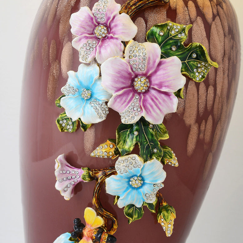 Enamel Glass Vase Pleated Table Lamp