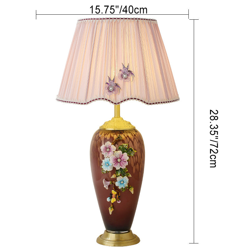 Enamel Glass Vase Pleated Table Lamp