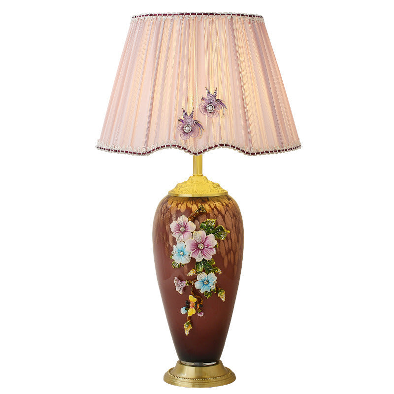 Enamel Glass Vase Pleated Table Lamp