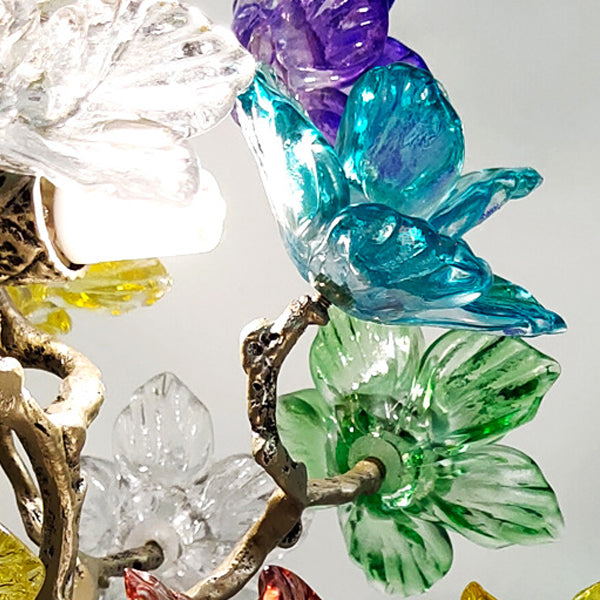 Crystal Glass Flower Maple 4-Light Table Lamp