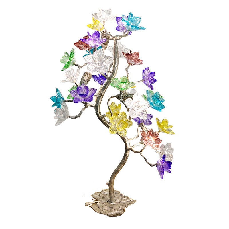 Crystal Glass Flower Maple 4-Light Table Lamp